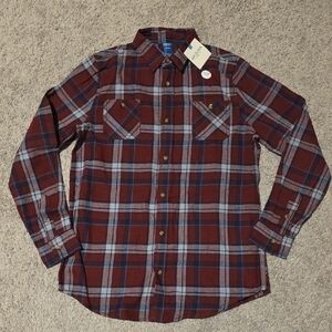 Arizona Jean Co Boys Burgundy Plaid Button Down Shirt XL 18/20